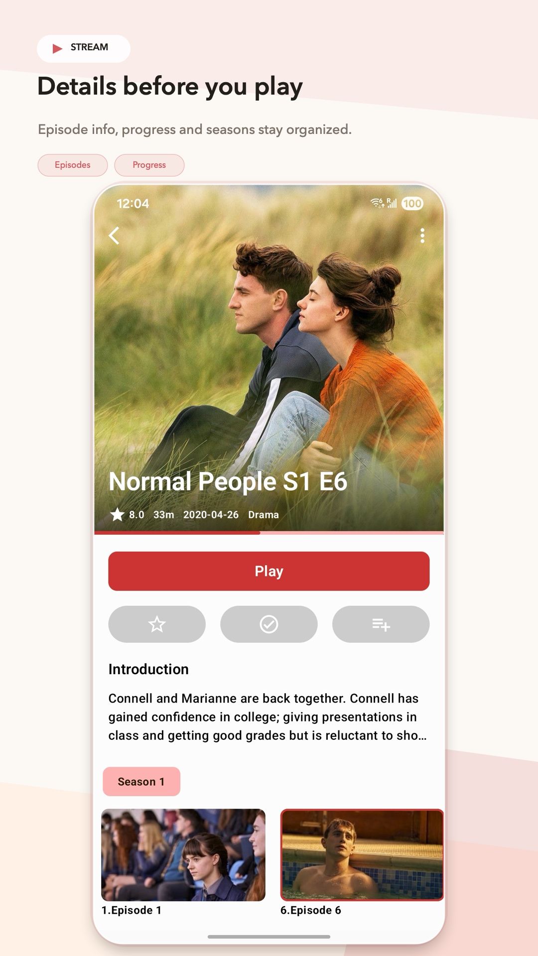 Stream app interface screenshot 2